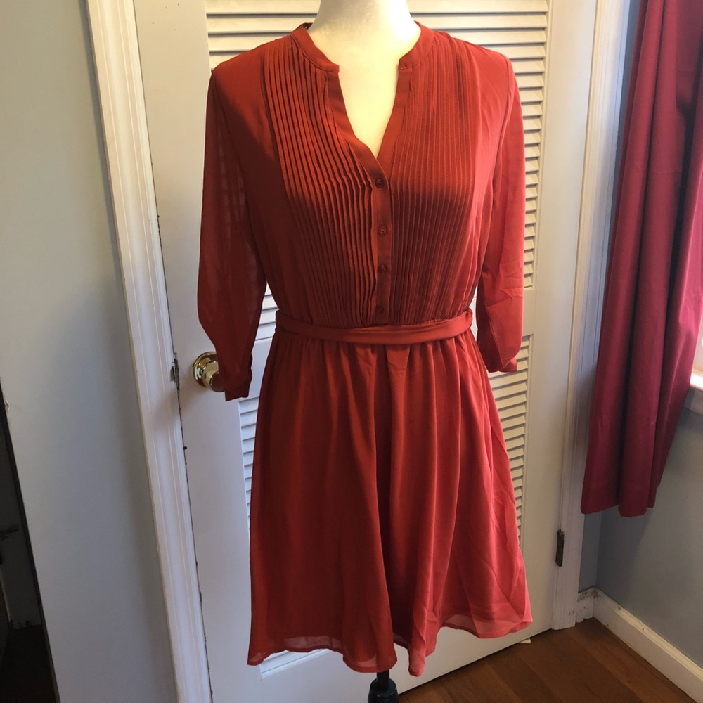 Burnt orange shirt dress